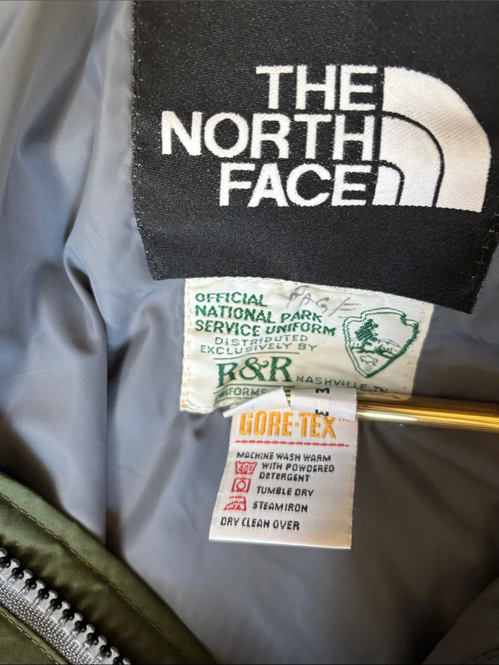 Vintage North Face Jacket National Parks Goretex USA‎ Field Green Mens Medium